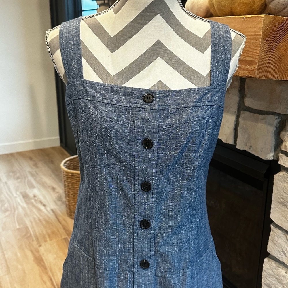 Women’s Derek Lam Chambray Denim Mini Button Down Dress Classic SZ 14 - Picture 4 of 8